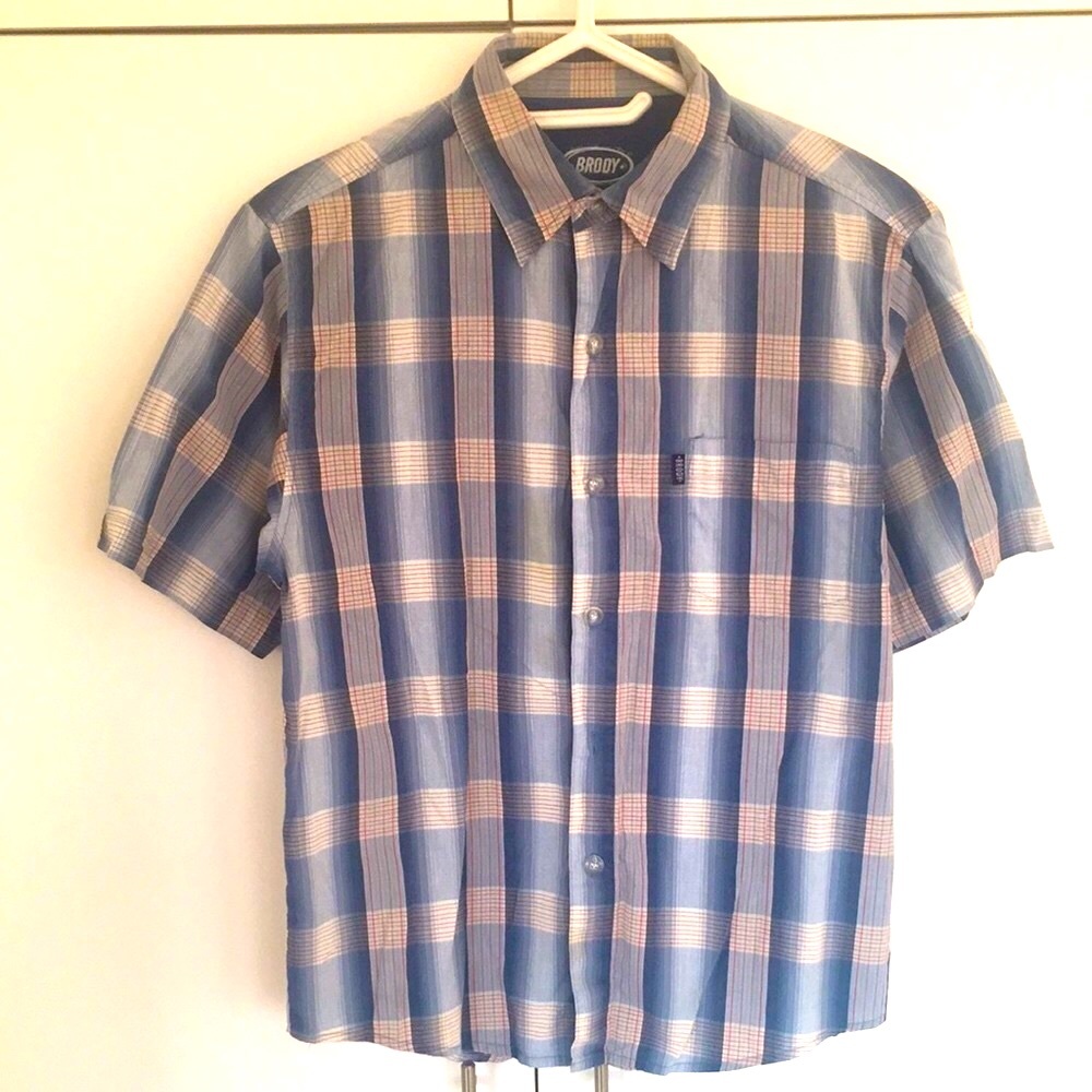 BRODY Boys Short Sleeve Button Down Plaid Shirt 100% Cotton